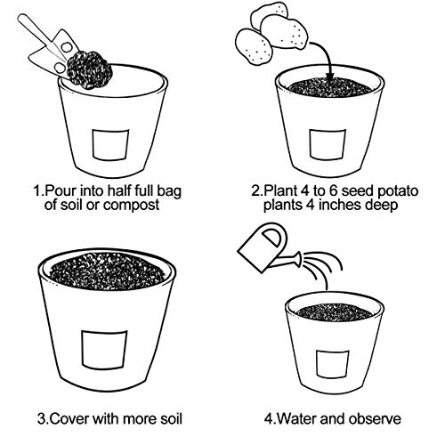 Divchi Potato Grow Bags, 2 Pack 10 Gallon Plant Growing Bags Window Flap, Handles For Potato Tomato Carrot Onion Flower Fruit - 5