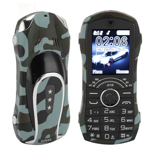 Sxhlseller Teléfono Móvil Pequeño Portátil para Personas Mayores y Niños, Teléfono Móvil para Personas Mayores con Forma de Coche de 1,8 Pulgadas con Botones Grandes, Batería de 2400 MAh