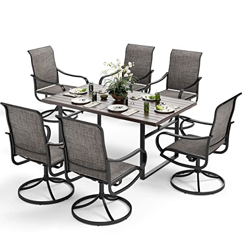 MIXPATIO 7 Piece Outdoor Dining Set,Outdoor Furniture Set, 6 Swivel Dining Chairs and Metal Rectangular Dining Table for Balcony, Lawn, Garden, Yards, Poolside MIXPATIO 7 Piece Outdoor Dining Set,Outdoor Furniture Set, 6 Swivel Dining Chairs and Metal Rectangular Dining Table for Balcony, Lawn, Garden, Yards, Poolside