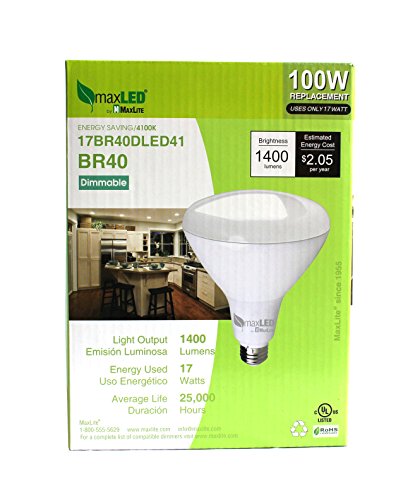 Maxlite 17Br40Dled41 17W Dimmable Br40 4100K Led Light Bulb #TOP1
