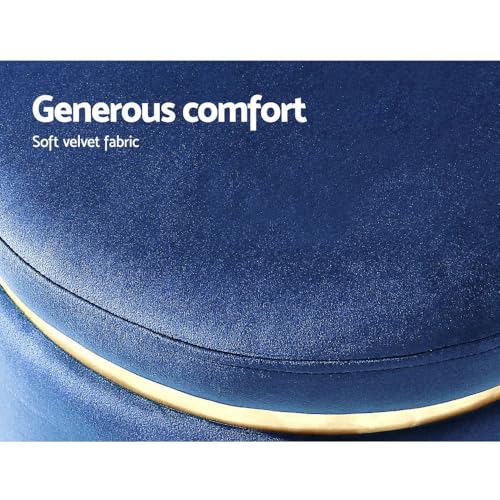 Image of Paamwood Velvet Sitting Stool - Luxurious Ottoman Footrest for Bedroom & Living Room, Wooden Sofa Side Stool, Makeup Chair, Pouf for Home & Office Decoration (Blue Pack of 6)