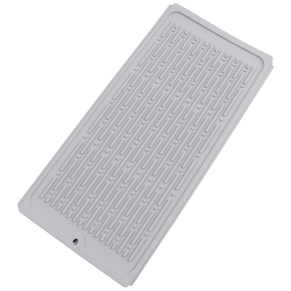 Tappetino scolapiatti pieghevole in silicone, 50 x 35 cm, antiscivolo, grigio, per piano di lavoro della cucina, perfetto per posate, ciotole, piatti, salvaspazio