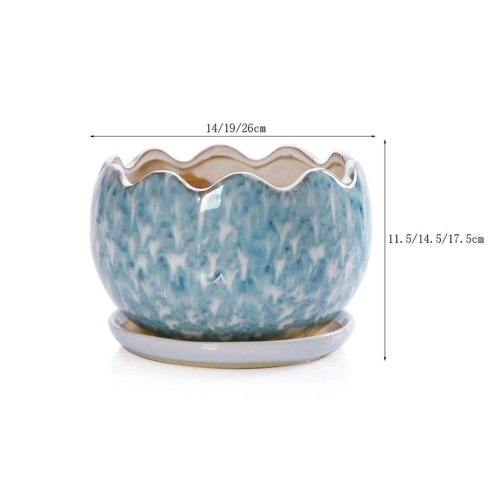 Doniczki, doniczki ceramiczne, bardzo duże, z tacą, doniczka na rośliny, zielona roślina, pojemnik na rośliny, do wewnątrz, na zewnątrz, do storczyków, ziół, sukulentów, kaktusów, domu, biura,