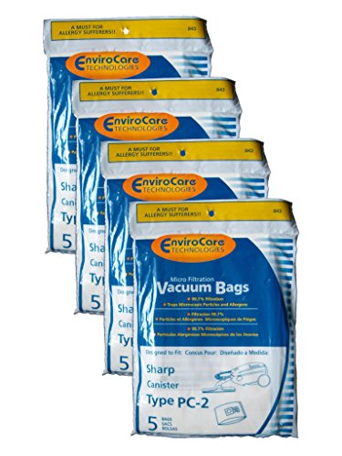 20 Sharp Canister Type PC-2 Vacuum Cleaner Allergy Bags, EC-10PC2, EC-05PC2 EC-PC4, EC-6312P
