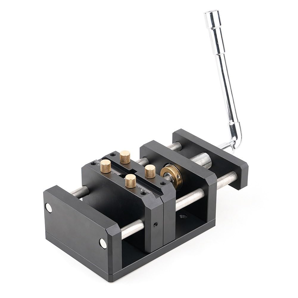 Morsa autocentrante per lavorazione del legno, per serraggio in lega di alluminio CNC con scanalatura a V per calcio rotondo/quadrato, capacità ganascia 10-65 mm, nera (200 x 100 x 70 mm)