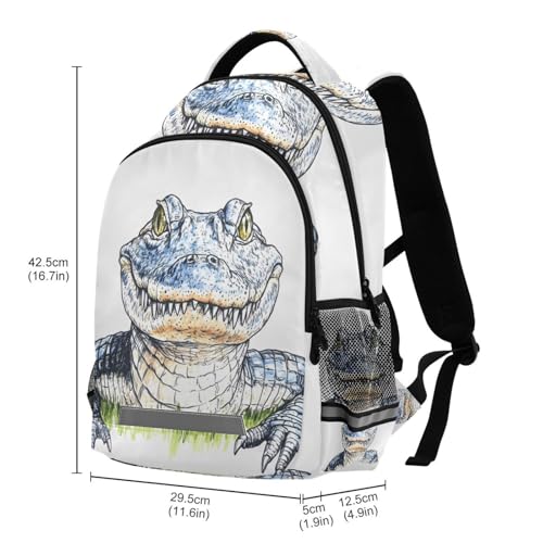 Ink Drawing Crocodile Backpack 3rd 4th 5th Grade School Bookbag Travel Laptop Daypack Bag for Boys Girls2