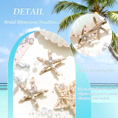 Pinzas para el cabello con forma de estrella de mar doradas, pack de 2 miniatura 3