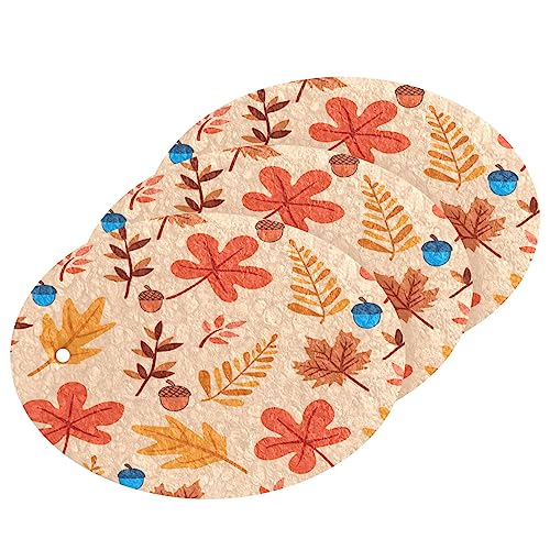 Image of Autumn Maple Leaves Kitchen Sponges Fall Chestnut Cleaning Dish Sponges Non-Scratch Scrubber Sponge for Kitchen Bathroom Cars, pack of 3
