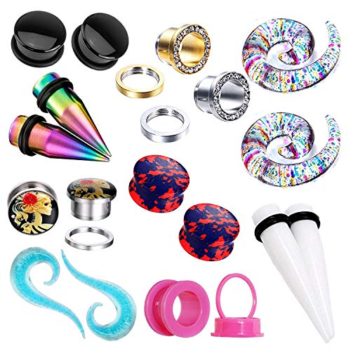 BodyJ4You 18PC Random Mix Gauges 00G Assorted Plug Tunnel Taper Steel Acrylic Silicone Expanders