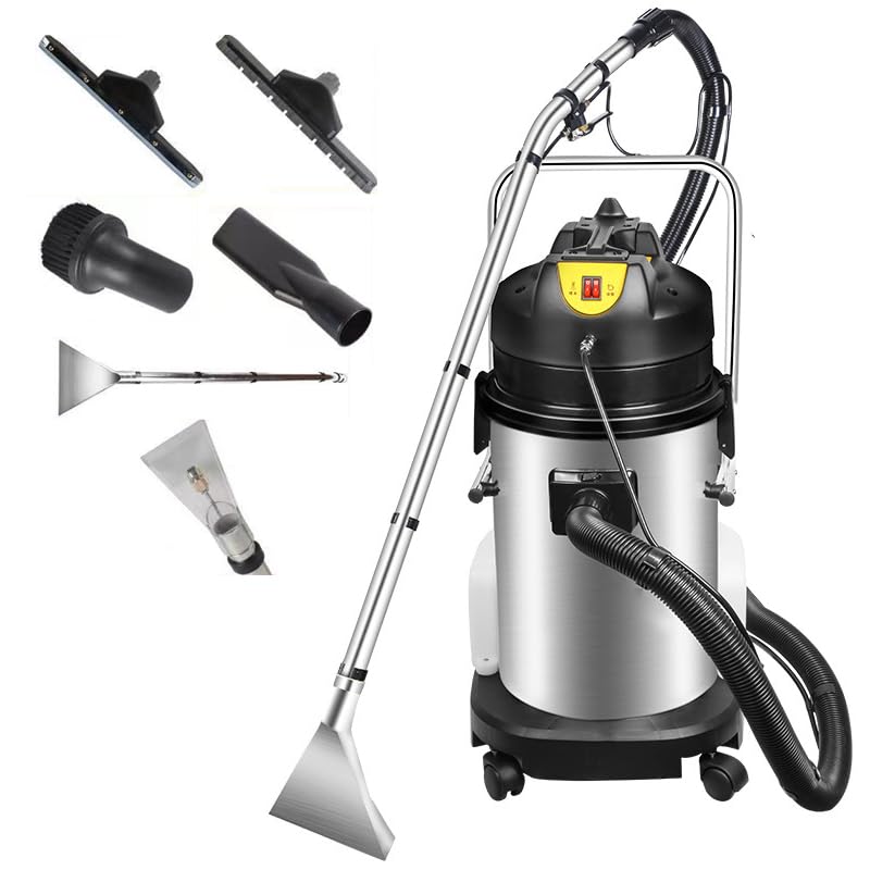 Dampfreiniger für Teppiche - 40-Liter-Extraktionssauger mit Frisch- und Abwassertank, tragbarem Schlauch, 6 Zubehörteilen und Rädern für die effektive Reinigung in Hotels und Textilreinigungen