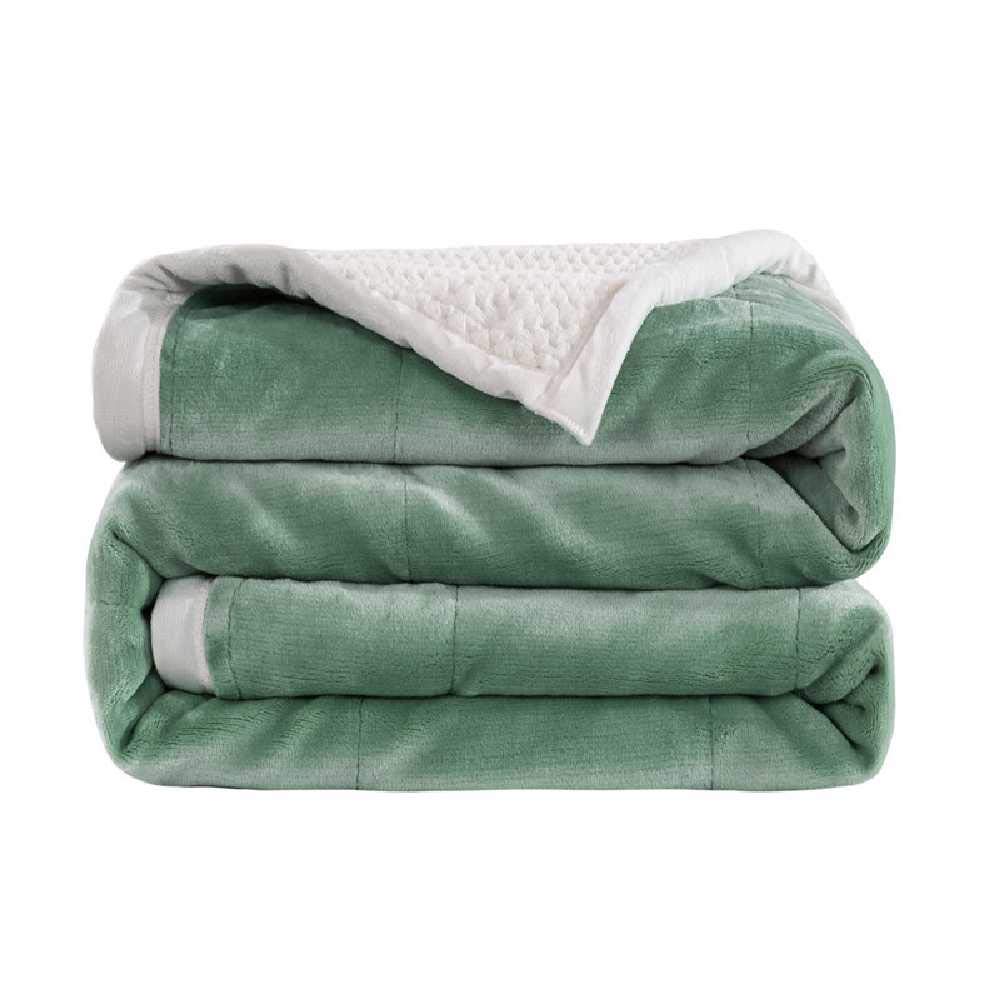 ZHIMENG Warm Beibei Velvet Double Skin Blanket Padded Warm Winter Flannel Single Double Blanket Coral Fleece 150 * 200cm/Double beibei velvet light green