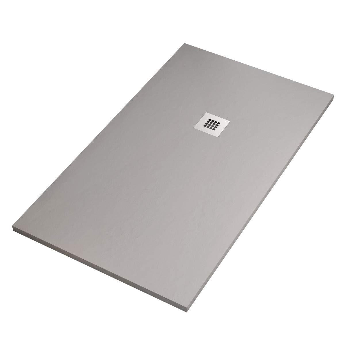 Luminosa ArredoBagno Piatto Doccia Marmoresina 70x140 - Effetto Pietra Antiscivolo con GELCOAT - Modello MARMOTEK Colore Grigio Chiaro - Griglia in Acciaio e piletta Incluse