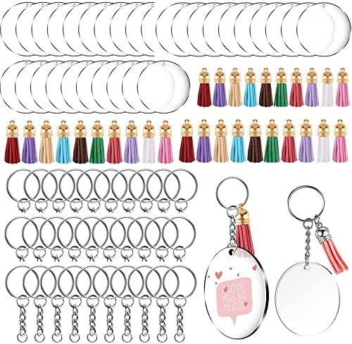 MWOOT Kit 150 Pièces Porte-clés DIY Acrylique - Disques, Pompons, Anneaux Et Accessoires