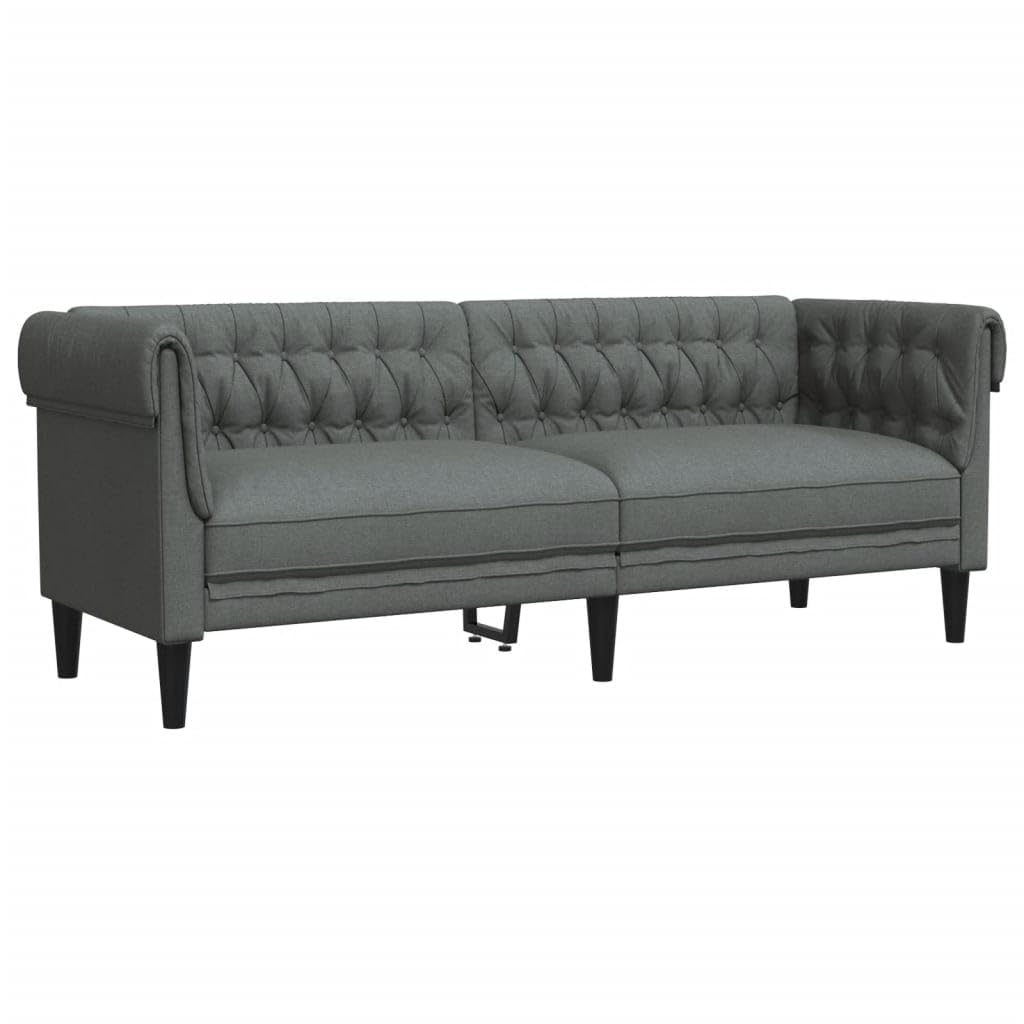 vidaXL Sofá Chesterfield de 3 plazas Tela Gris Oscuro