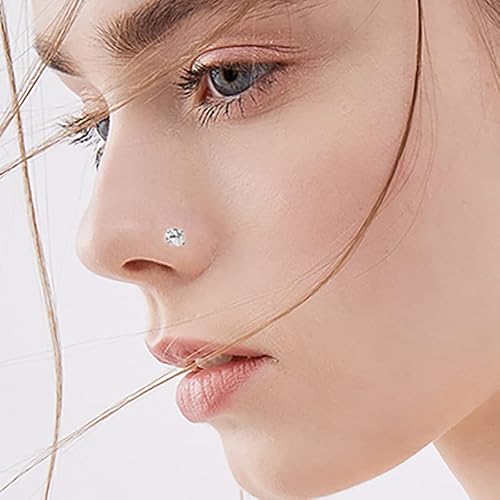 Vitaltyextracts Nose Stud Corkscrew Nose Rings 20G Hypoallergenic Surgical Steel Nose Ring Fake Nose Piercing Kit Cubic Zirconia Clear Nose Studs thumb #2