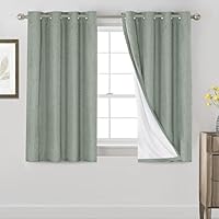 Vista 56 de PrinceDeco Cortinas de lino 100% opacas para dormitorio/sala de estar, reducen el ruido, cortinas de ventana con bloqueo de luz, cortinas