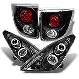 AKKON - For Toyota Celica Black Halo Projector DRL LED Headlights Driver/Passenger Lamps + Tail Brake Light Assembly