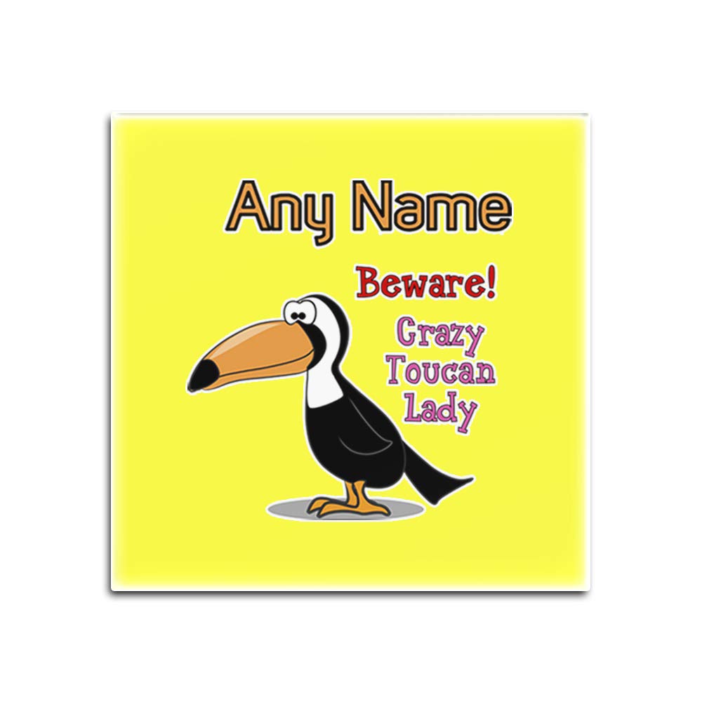 Dessous-de-verre en verre Crazy Toucan Lady lot de 4 dessous de verre carrés personnalisables