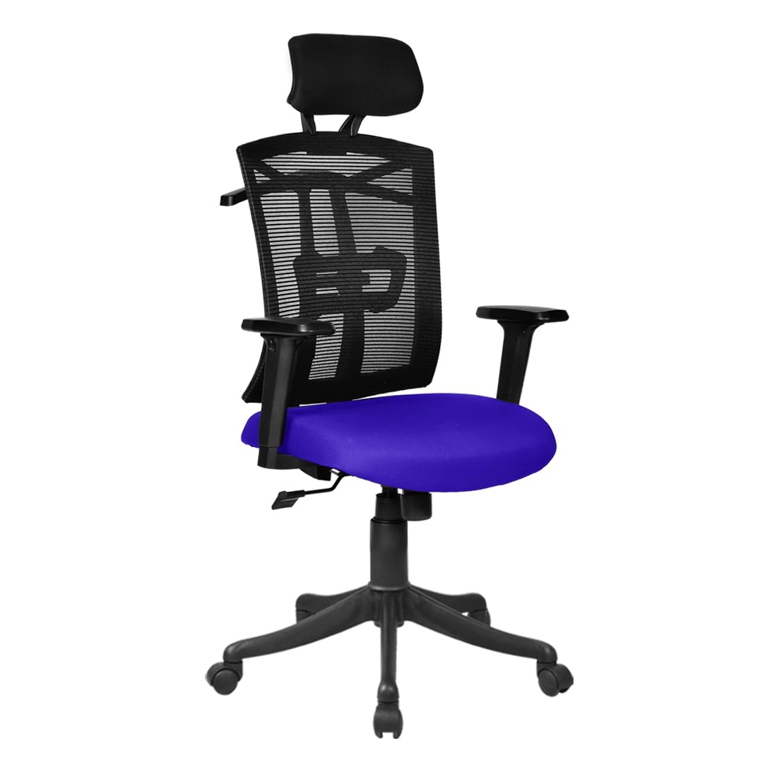The Office Room Bonai High Back Mesh with Headrest Adjustable Armrest with Pu Pad and Nylon Base Office Executive Workfrom Home Chairs (Blue)