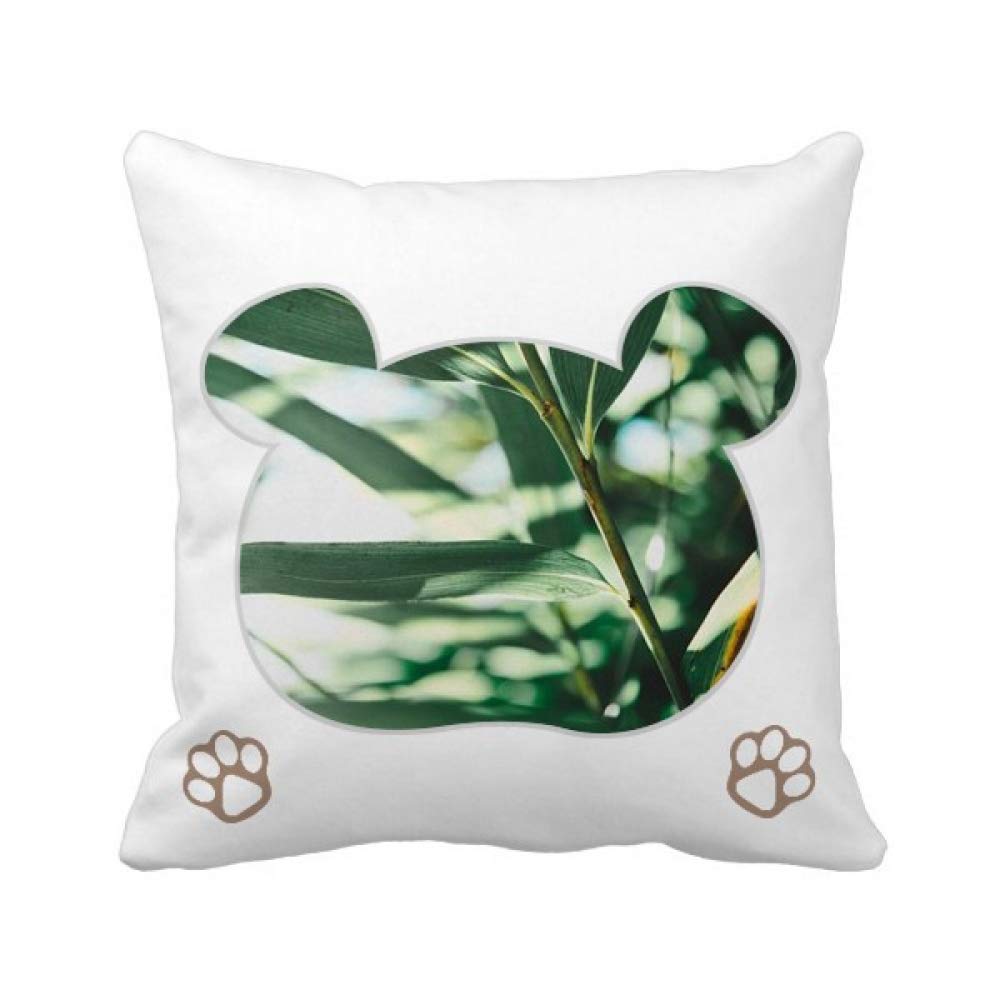 Housse de coussin ours et feuilles vertes carrée pour décoration de canapé salon