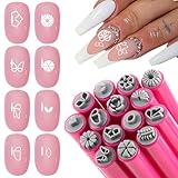 WOKOTO 15pcs Flower Designs Nail Art Stamp Pen Set, Flower Butterfly Leaf Nail Stamper Tools For Women Various Pattern Nail Stamping Pens, Nail Design Stamp Ideal For Home DIY Stamper Nails Kit
