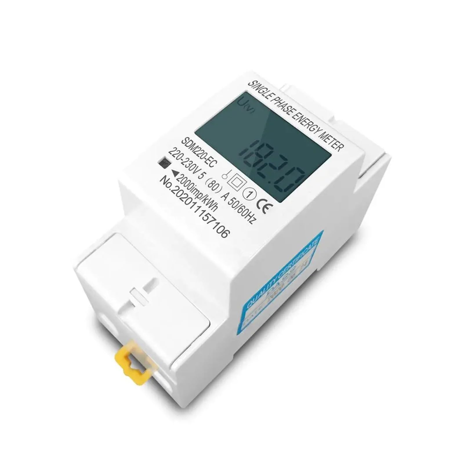 Licznik energii 80A Szyna Din Jednofazowy Dwuprzewodowy AC 220 V 230 V 50 Hz/60 Hz Cyfrowy wyświetlacz Zużycie energii Licznik energii elektrycznej kWh(With Backlight)