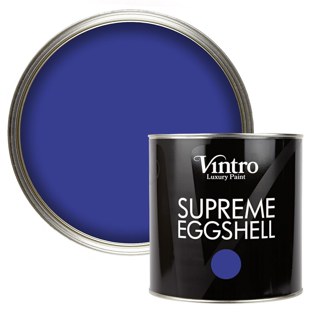 Vintro Paint Blue - Raphael Blue | Eggshell Paint | For Walls | Wood | Trim | Satin Furniture Paint | Interior & Exterior Use. (, 2.5 Litres)