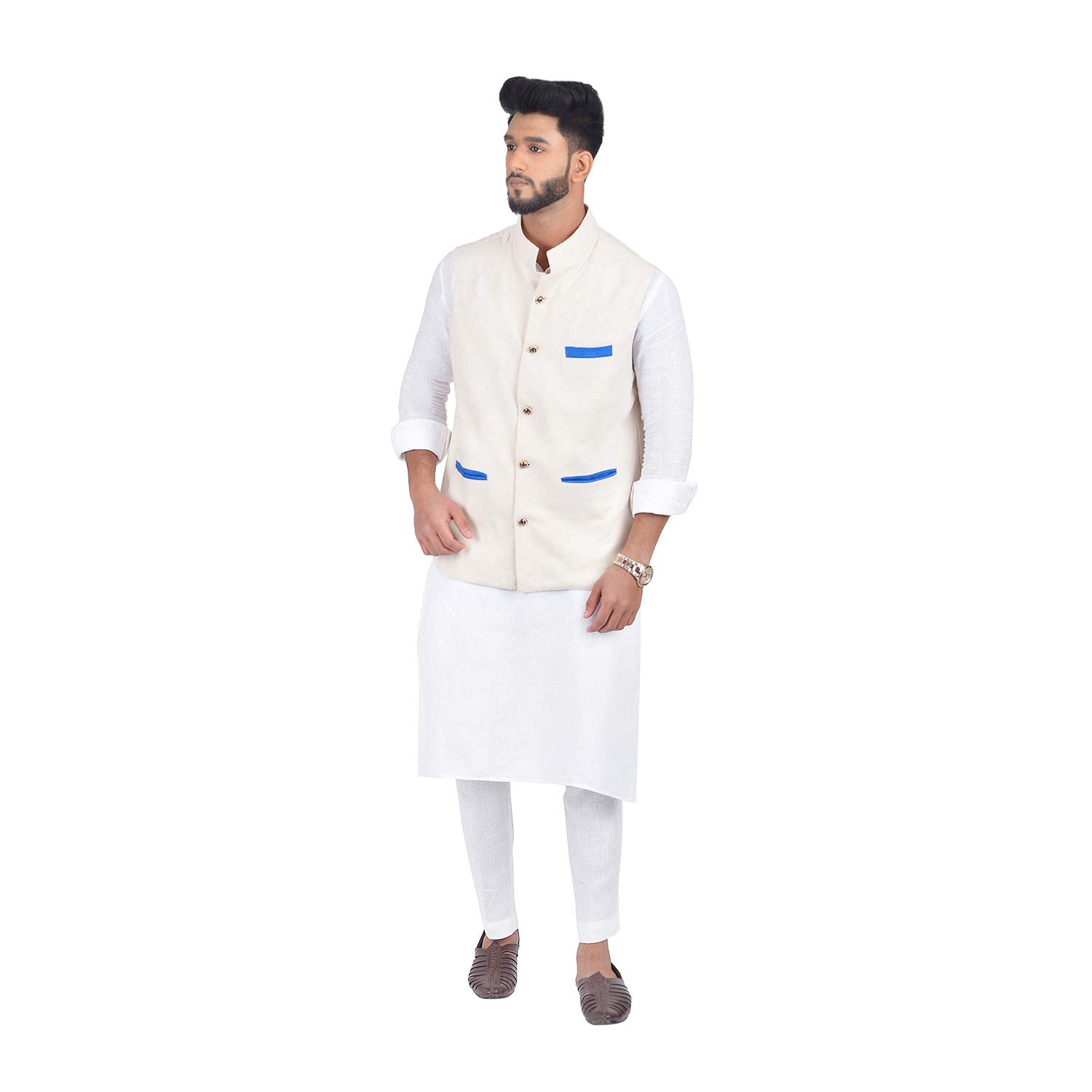 Bhagalpuri Handloom Silk Nehru Jacket (Off-White, Ns 98_Parent)-image-9