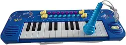 Teclado Musical Infantil com Microfone – 25 Teclas – Função Gravação e Replay – Brinquedo Educativo, Piano Eletrônico com 25 Teclas que Grava e Reproduz (Azul)