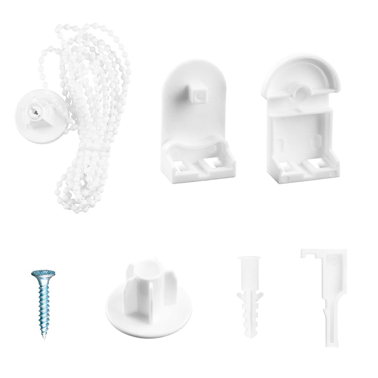Tabanzhe White Roller Blind Fittings-25Mm Plastic Replacement Repair Kit For Curtain Roller Blind Spares Accessories With Beaded Chain