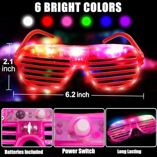 30 Pack LED Glasses Glow in The Dark Party Supplies,Easter Glow Sticks Glasses,Party Glasses for Adults Kids Neon Party Favors,Rave Light Up Sunglasses Pool Birthday Wedding Patriotic Party Favors4