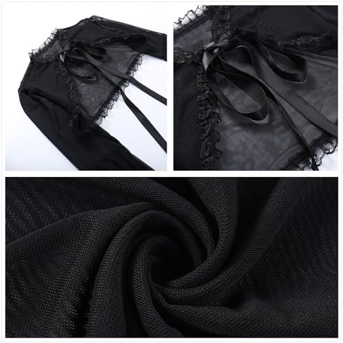 Image of Gothic Bolero Shrug Tops Women Goth Bell Long Sleeve Crop Top