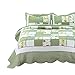 Bedsure 3-Piece Printed Quilt Set Queen/Full Size (90x96 inches), Green Ruffle, Lightweight Coverlet Design for Spring and Summer, 1 Quilt and 2 Pillow Shams