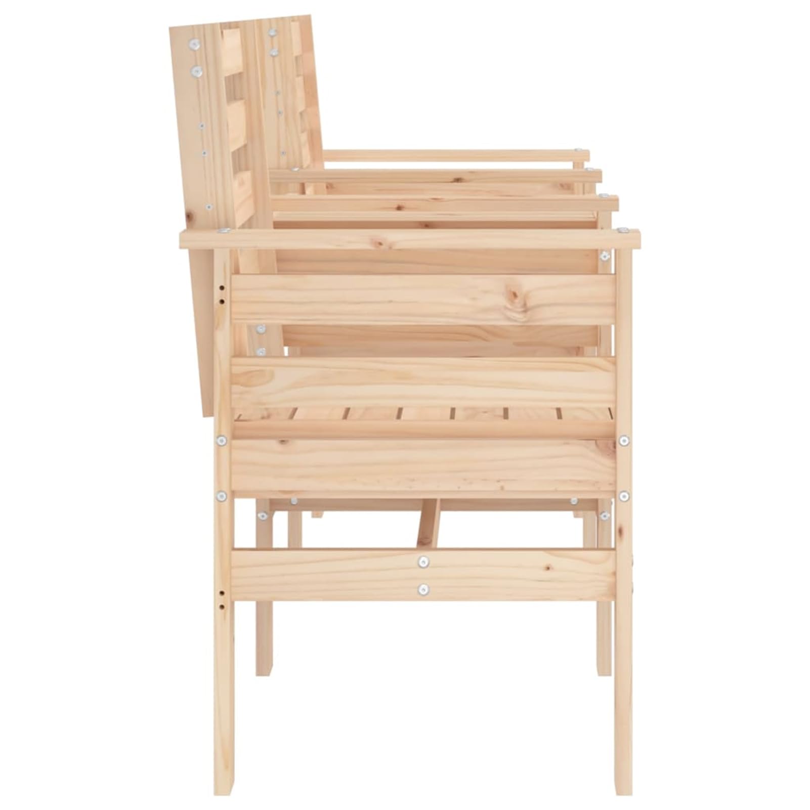 Gartenbank mit Tisch 2-Sitzer Kiefer 175x55x89 cm | Massives unbehandeltes Kiefernholz, integrierter Tisch 52x44,5 cm, wasserdurchlässiges Lattendesign