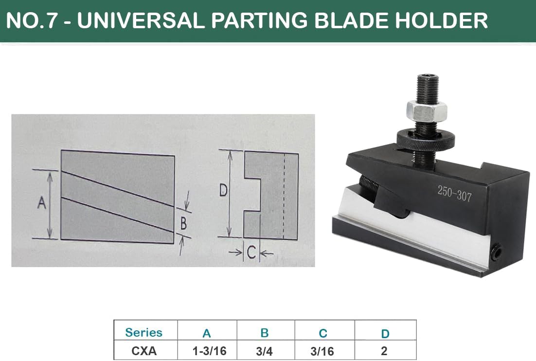 250-307 CXA#7 13-18'' Universal Parting Blade Holder Lathe Quick Change PHASE II