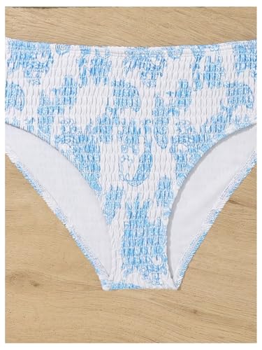 Image of RoseSeek Girl's Tie Dye Smocked 2 Piece Swimwear Sets Backless Halter Bikini Cute Brief Bathing Suit