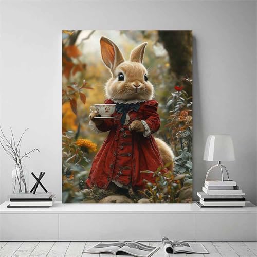 Tableau lapin encadré pour salon chambre bébé résout mur vide bleu - 2