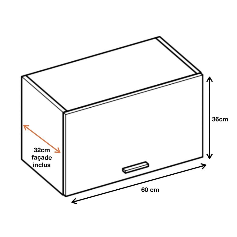 Cuisineandcie - Meuble Haut de Cuisine Eco Noyer Blanchi 1 Porte relevable L 60 cm
