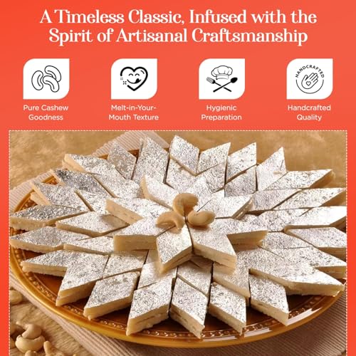 Image of ASHA SWEETS Premium Handcrafted Kaju Katli (Pack of 1x250gm) |Authentic Indian Cashew Barfi Made With Fresh Cashew|Premium Sweets Gift Box for Any Occasion and Celebration