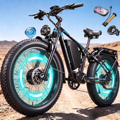 8000W 60V 51MPH Peak Dual Motor Ebike for Adults, 1768Wh LG Battery, 120 Miles Range Full Suspension, 26x4 Fat Tire, 5-Level PAS, 7-Speed, Adjustable Stem, 400 lbs Load, Off-Road Mountain Ebike image 1