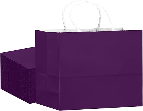 qiqee 24PCS Large Gift Bag with Handles Bulk 13"x4.5"x10" Gift Bags Cardamom Purple Bags Multiple Uses (32x11x25cm,Wide Large)