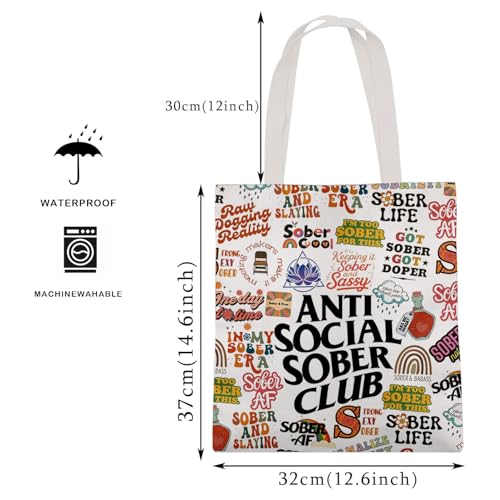 MAOFAED Anti Social Sober Club Tote Bag, Sobriety Gift, AA NA Recovery Gift, Sober Life (sober club)2
