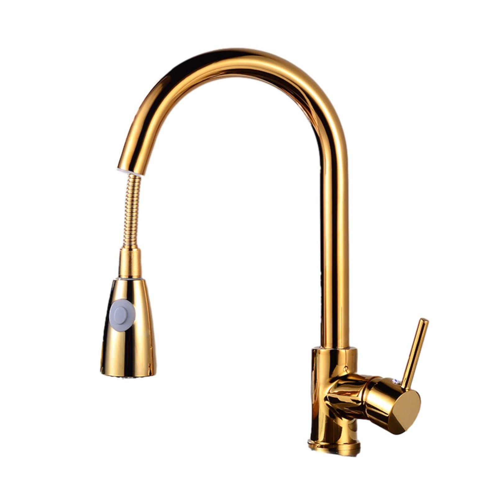 Aycdl Gold Kitchen Mixer Tap Copper Hot And Cold Water Faucet Flat Three-Way Vegetable Basin Bowl Sink Pull-Out Rotating ,-A