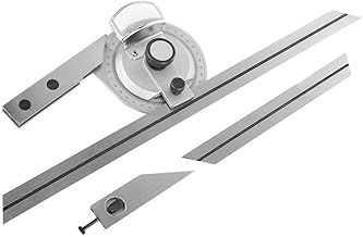 Transferidor de aço carbono, transferidor de chanfro de 360 graus, com lupa, medição de ângulo externo universal para medição de ângulo interno