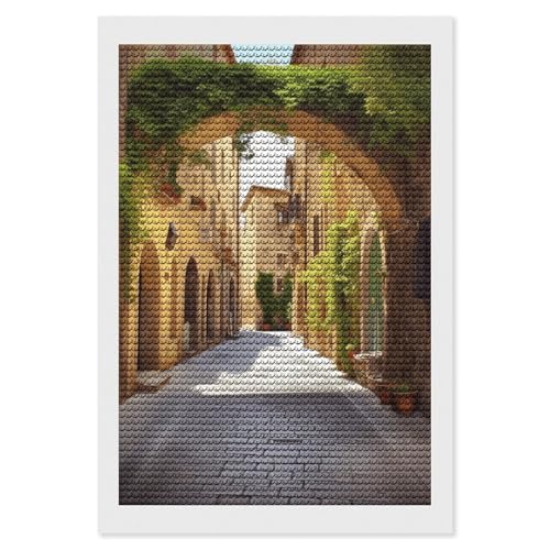 RTFGHJS Italian Street Diamond Painting Kit - 8"x12" DIY Canvas Art Decor with Drill Pen, Tray & Wax, Waterproof Sparkling Wall Craft for Home Decor, Birthdays, Christmas