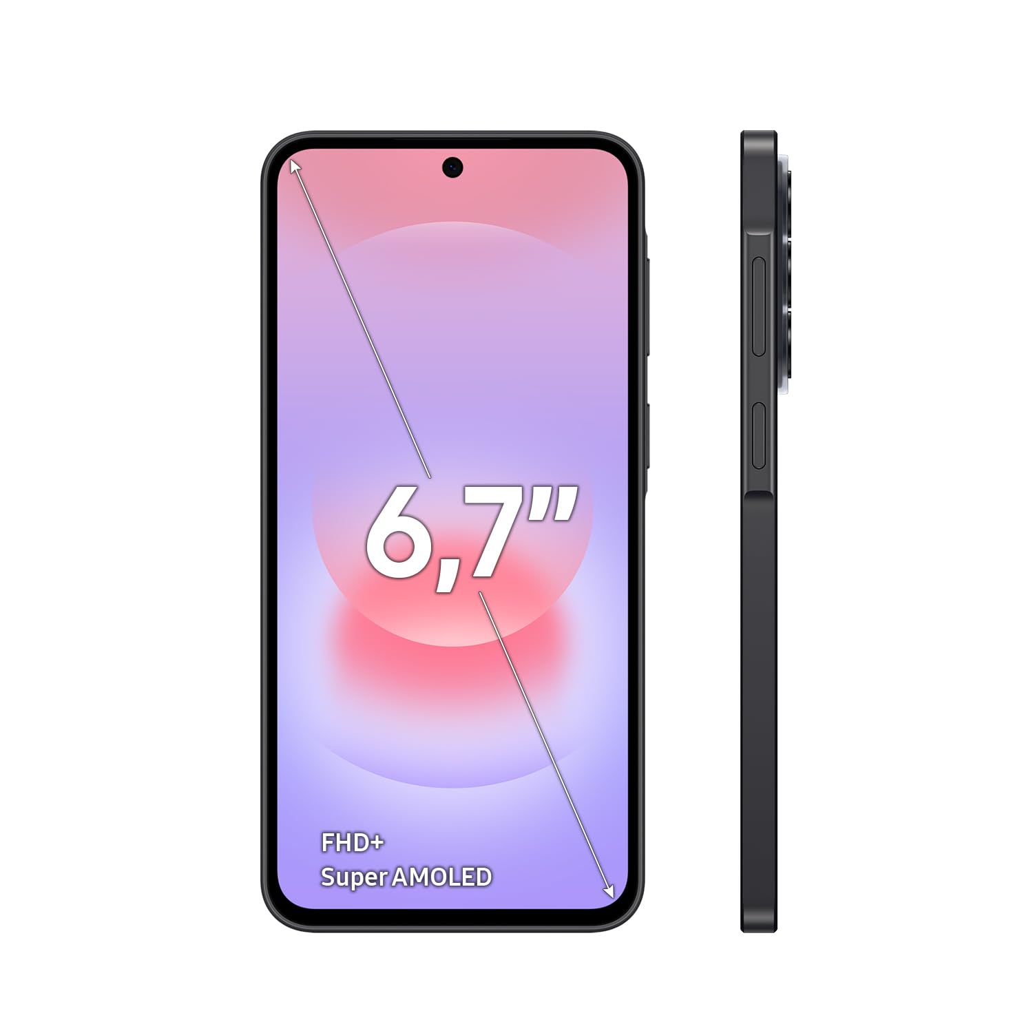 Samsung Galaxy A37 5G, Schlankes AI-Smartphone, Awesome Intelligence, 128 GB Speicherplatz, 50 MP Weitwinkel-Kamera, Bis zu 2 Tage Akkulaufzeit, IP68, Awesome Charcoal, 2,5 Jahre Herstellergarantie