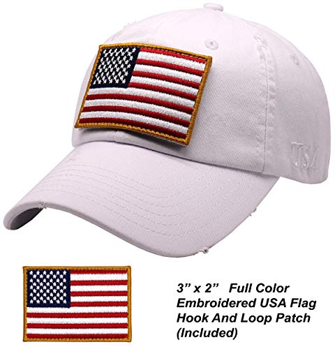 Image of Antourage American Flag Unisex Baseball Hat for Men and Women | USA Flag Mesh Snapback Flat Visor Cap + 2 Patriotic Patches