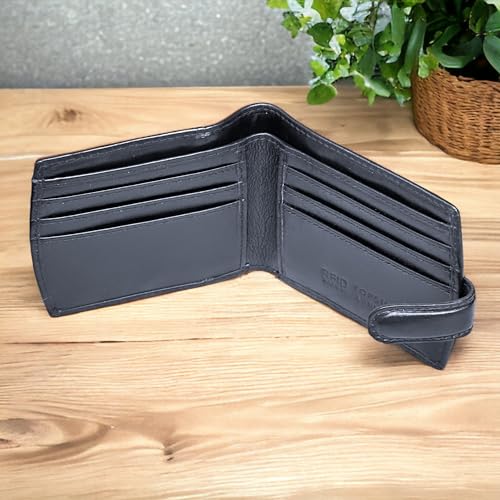 Men's Luxury Coin Pocket Premium Genuine Leather Bifold Wallet 11.5 x 9.3 x 1.5cm Black #40092