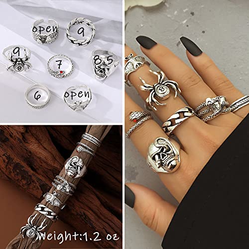 Ifkm Silver Goth Punk Vintage Rings Set For Men Women thumb #6