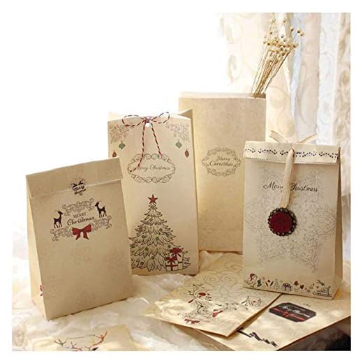 Lot De 12 sacs-cadeaux de Noël Papier kraft Pochette Noël Cadeau Sac Noël 12 x 6 x 22 cm Mariage Anniversaire Fete